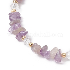Natural Amethyst Chip Beaded Bracelets for Women&nbsp;X-BJEW-JB11742-03