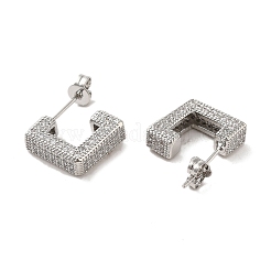 Brass Micro Pave Clear Cubic Zirconia Stud Earrings for Women&nbsp;EJEW-A040-06P