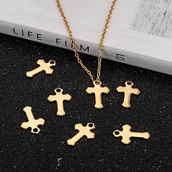 Ion Plating(IP) 304 Stainless Steel Tiny Cross Charms&nbsp;X-STAS-L159-06G