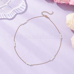 4.5MM Round White Shell Pearl Beaded & 304 Stainless Steel Cable Chain Necklaces for Women&nbsp;NJEW-JN05571