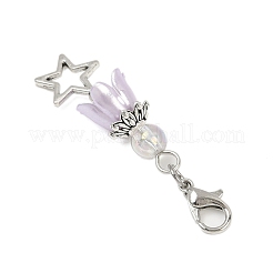 Flower ABS Plastic Pearl & Alloy Star Pendant Decorations&nbsp;HJEW-JM03132