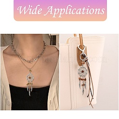14Pcs 7 Colors Natural & Synthetic Gemstone Dream Catcher Pendants&nbsp;PALLOY-CJ00165