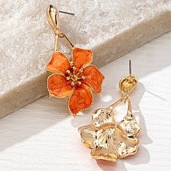 Flower Iron & Enamel Dangle Stud Earrings&nbsp;FS-WG46819-01