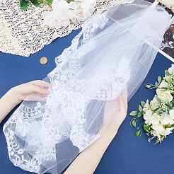 Polyester Long Mesh Tulle Bridal Veils with Combs&nbsp;OHAR-WH0029-09A