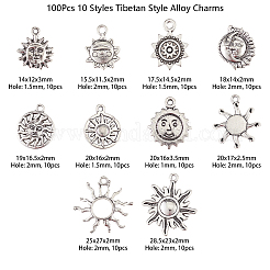 100Pcs 10 Styles Tibetan Style Alloy Charms&nbsp;TIBEP-CJ0001-59