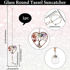 1Pc Natural Gemstone Chips Heart with Tree of Life Hanging Ornaments&nbsp;HJEW-BBC0001-16