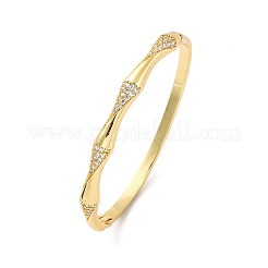 Brass Micro Pave Clear Cubic Zirconia Hinged Bangles for Women&nbsp;BJEW-U025-03G