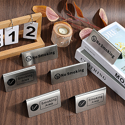 6Pcs 2 Styles 201 Stainless Steel Hotel Resturant Table No Smoking & Smoking Area Tent Sign&nbsp;AJEW-CP0003-74
