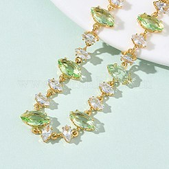 Horse Eye Brass Glass & Cubic Zirconia Link Bracelets&nbsp;BJEW-D378-02G
