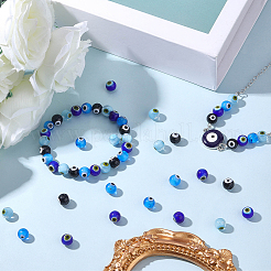 60Pcs 4 Colors Handmade Evil Eye Lampwork Round Beads&nbsp;LAMP-SC0001-81