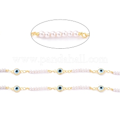 3.28 Feet Handmade CCB Plastic Imitation Pearl Beaded Chains&nbsp;X-CHC-I038-04G