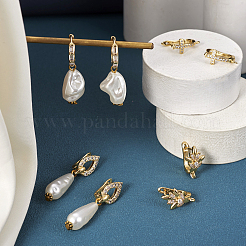 10Pcs 5 Style Brass Micro Pave Cubic Zirconia Hoop Earring Findings&nbsp;EJEW-TA0001-24