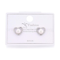 925 Sterling Silver Micro Pave Clear Cubic Zirconia Hear Stud Earrings&nbsp;STER-N016-78P