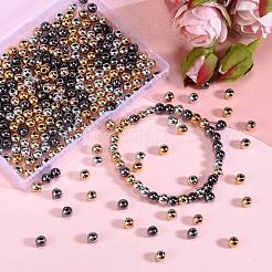 400Pcs UV Plating ABS Plastic Round Beads and 8Pcs Brass Micro Pave Cubic Zirconia European Beads&nbsp;CCB-SZ0001-11