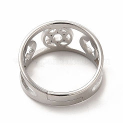 Non-Tarnish 304 Stainless Steel Star of David Adjustable Ring for Women&nbsp;RJEW-B027-11P