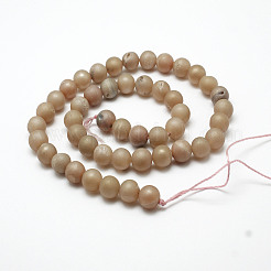 Electroplated Natural Agate Round Bead Strands&nbsp;G-M171-8mm-06