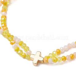 3Pcs Multi-strand Glass Beads Stretch Bracelets&nbsp;BJEW-JB12623
