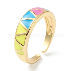 Brass Enamel Cuff Rings&nbsp;RJEW-O043-03G