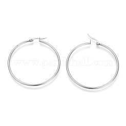 Tarnish Resistant 201 Stainless Steel Hoop Earrings&nbsp;X-MAK-R018-50mm-S