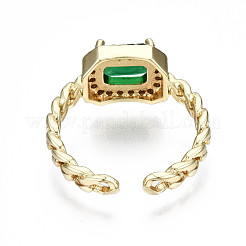 Brass Micro Pave Cubic Zirconia Cuff Rings&nbsp;RJEW-Q161-003B-NF