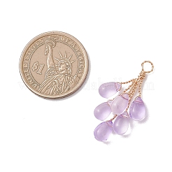 Light Gold Copper Wire Wrapped Transparent Glass Pendants&nbsp;PALLOY-JF04865