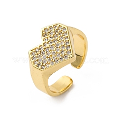 Brass Micro Pave Cubic Zirconia Adjustable Cuff Rings for Women&nbsp;RJEW-U053-09G