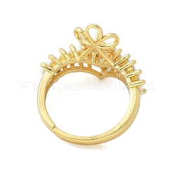 Flower Brass Micro Pave Cubic Zirconia Adjustable Ring Settings&nbsp;KK-K297-10G