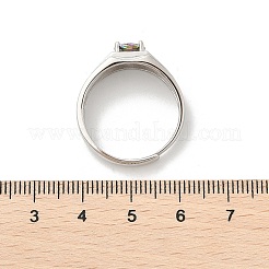 Rhodium Plated 925 Sterling Silver Moissanite Adjustable Rings for Women&nbsp;RJEW-U038-01P