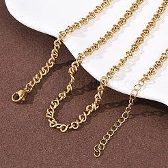 3.8MM 304 Stainless Steel Twisted Chain Necklaces&nbsp;NJEW-P346-02G