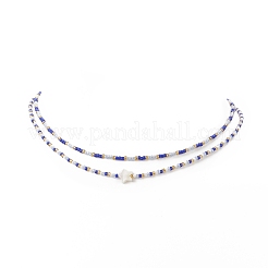 2Pcs 2 Style Natural Shell Star & Glass Seed Beaded Necklaces Set for Women&nbsp;NJEW-JN04245