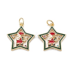 Christmas Themed Brass Micro Pave Cubic Zirconia Pendants&nbsp;ZIRC-L101-05G