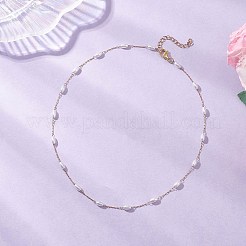 Handmade 316 Surgical Stainless Steel & Rice Plastic Pearl Link Chain Necklaces&nbsp;NJEW-JN05532