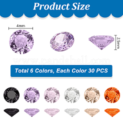 180Pcs 6 Colors Diamond Shape Grade A Cubic Zirconia Cabochons&nbsp;ZIRC-PH0001-43C-05