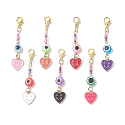 Alloy Enamel Heart Pendant Decorations&nbsp;HJEW-JM04512