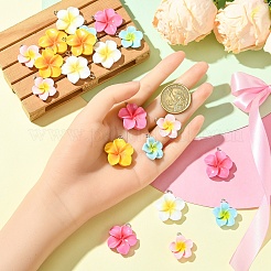 20Pcs 5 Colors Plumeria Resin Pendants&nbsp;RESI-YW0004-66