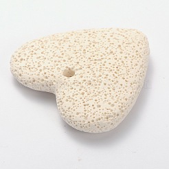 Synthetic Lava Rock Big Flat Heart Pendants&nbsp;G-O025-10C