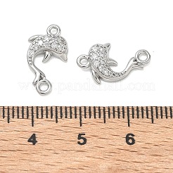 SHEGRACE Brass Micro Pave Clear Cubic Zirconia Dolphin Links Connector Charms&nbsp;XGRQ3K419-568P