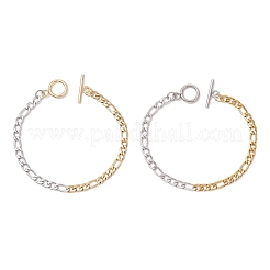 2Pcs 304 Stainless Steel Two Tone Figaro Chain Bracelets&nbsp;BJEW-JB13017