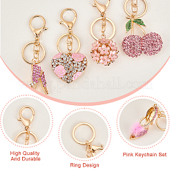 4Pcs 4 Colors Alloy Rhinestone Pendant Keychain&nbsp;KEYC-GA0001-29