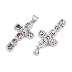 Brass Micro Pave Cubic Zirconia Pendants&nbsp;CU-CBADC6C-12P-03