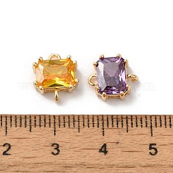 Brass Pave Glass Connector Charms&nbsp;KK-C062-030G