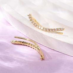 Brass Pave Cubic Zirconia Stud Crawler Earrings&nbsp;LS-KK-CBAA351-15G-01