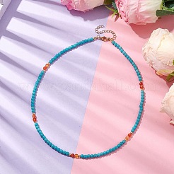 Synthetic Turquoise & Natural Carnelian Beaded Necklaces&nbsp;X1-NJEW-TA00161