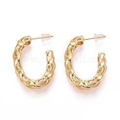 Twist C-Shaped Brass Stud Earrings&nbsp;EJEW-T047-90G