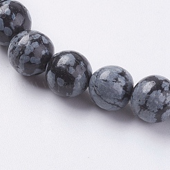 Natural Snowflake Obsidian Beads Strands&nbsp;X-G-G515-8mm-01