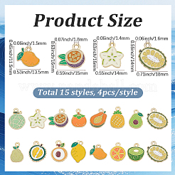 60Pcs 15 Styles Fruit Alloy Enamel Charms&nbsp;ENAM-BM0001-26