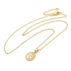 Brass Micro Pave Cubic Zirconia Pendants Necklace&nbsp;NJEW-I125-01E