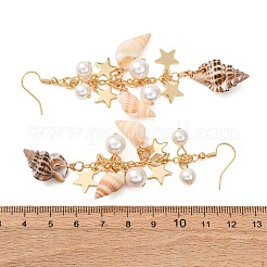 Natural Spiral Shell Dangle Earrings&nbsp;EJEW-TA00641