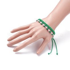 2Pcs 2 Colors Peach Blossom Braided Cord Bracelet&nbsp;BJEW-JB07610-04