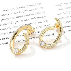 Rack Plating Brass Micro Pave Clear Cubic Zirconia Stud Earrings for Women&nbsp;EJEW-C125-21B-G